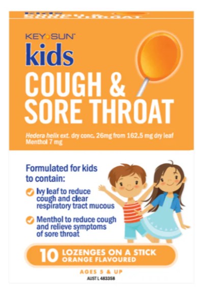 Key Sun Kids ไอและเจ็บคอสีส้ม 10 lozenges