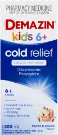 Demazin Cold Relief Colour Free Syrup 200mL (EXP: 01/04/2026)