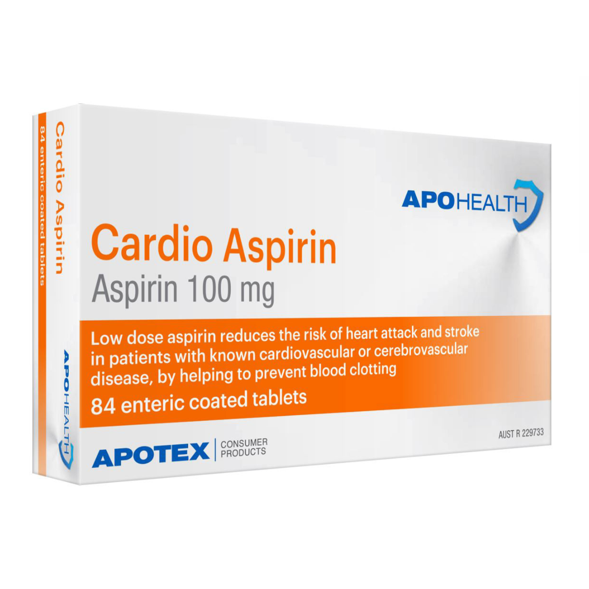 APOHEALTH คาร์ดิโอ แอสไพริน 84 เม็ด (EXP: 01/06/2026)