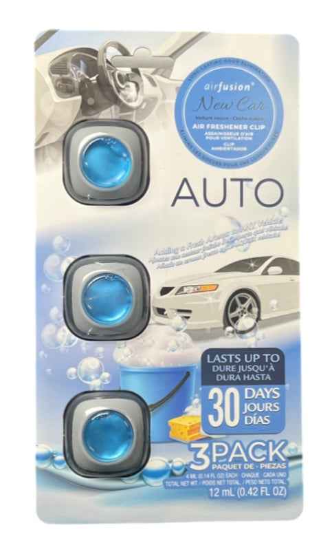 Air Fusion Air Freshener Clip New Car 4mL 3 Pk