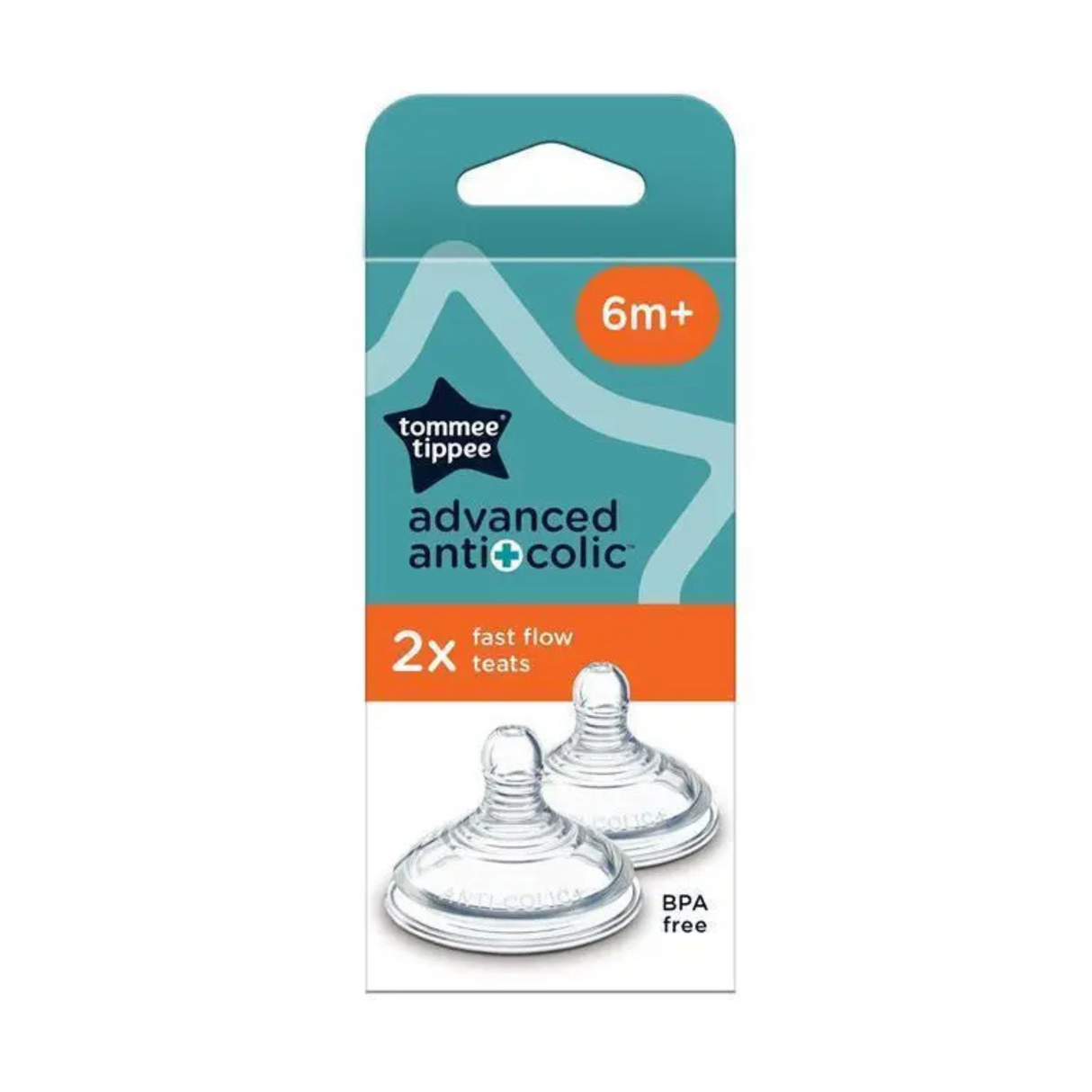Tommee Tippee Advanced Anti-Colic Baby Bottle Teats Fast Flow 6+ Months 2 Pack
