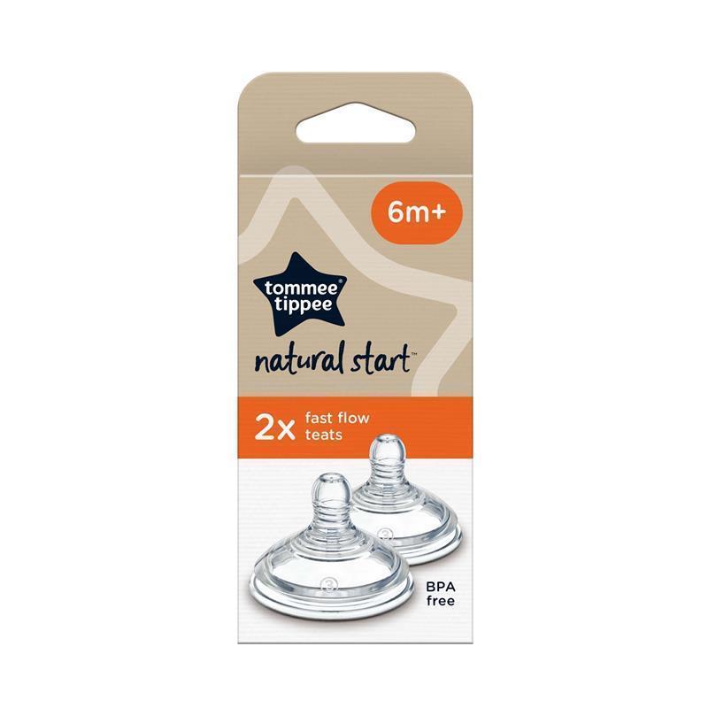 Tommee Tippee Khởi động tự nhiên Chai Baby Teats Fast Flow 6 tháng 2 Gói