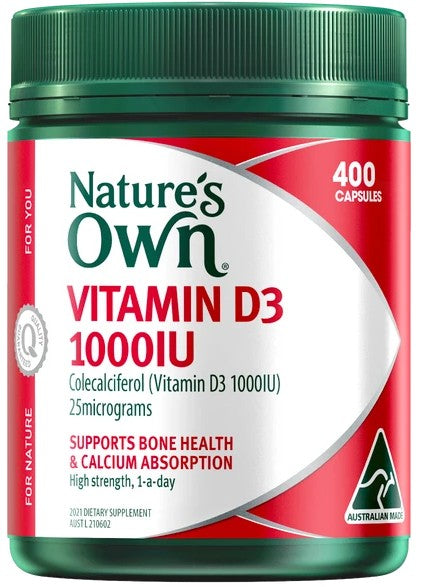 Nature's Own 維生素 D3 1000IU 400 粒膠囊