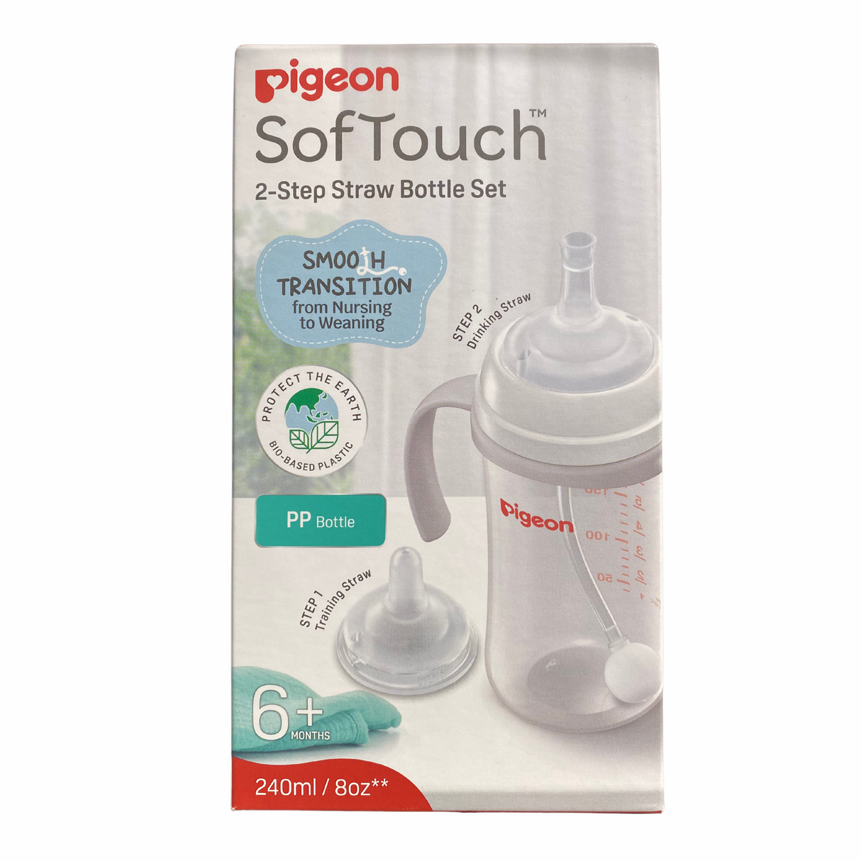 Pigeon SofTouch 2-Step Straw Bottle Set 6m+ 240mL