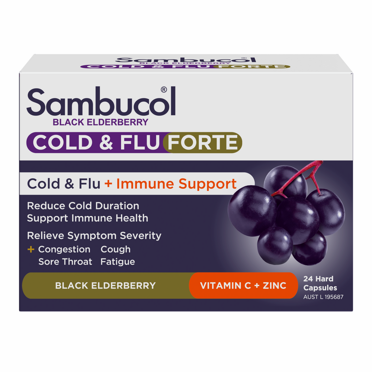 Sambucol Black Elderberry Cold & Flu Forte 24 Capsules