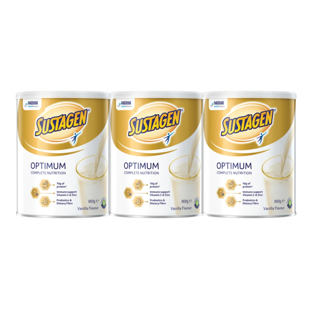 Nestle Sustagen Optimum Complete Nutrition Vanilla Flavour 800g X 3 BUNDLE (EXP: 01/10/2026)