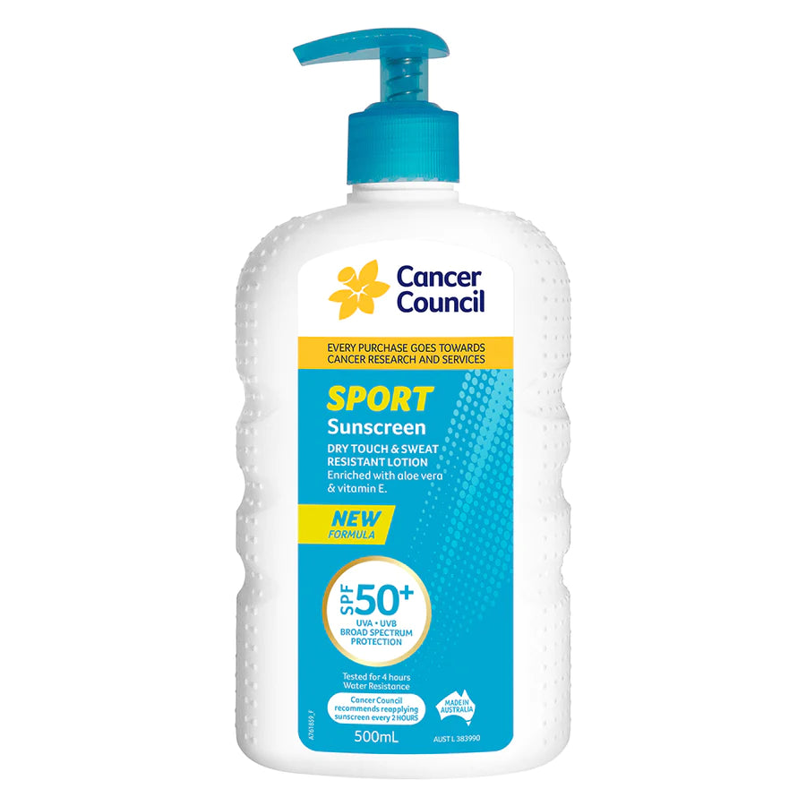 Cancer Council スポーツ ドライタッチ サンスクリーン SPF50+ 500ml (EXP: 01/03/2026)