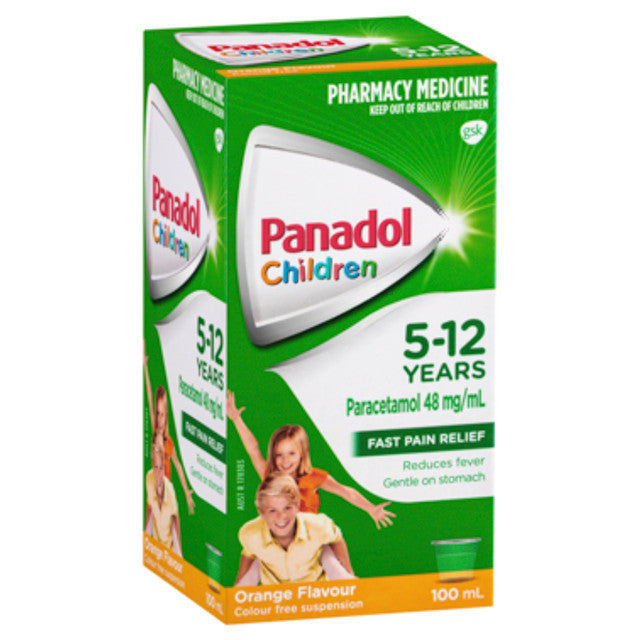 Panadol Paracetamol 48มก. ต่อมล. 5-12 ปี รสส้ม 100มล. (S2) (EXP: 01/08/2026)
