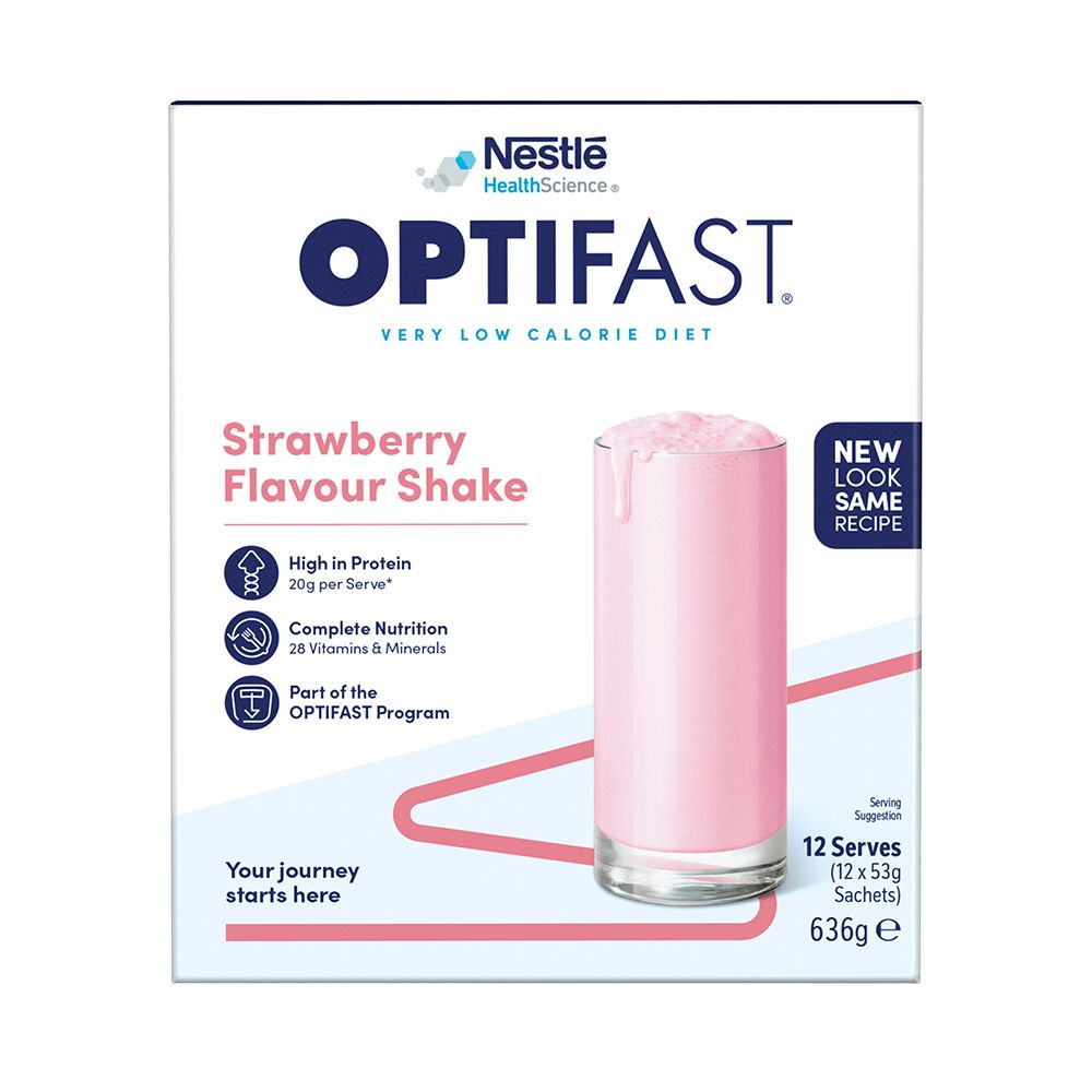 Optifast VLCD Strawberry Flavour Shake 53g x 12 Pack (EXP: 16/12/2026)