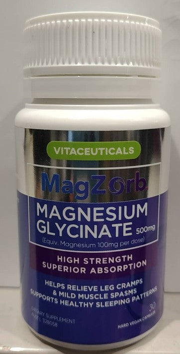 Vitaceuticals Magzorb Magnesium Glycinate 500mg 30 Capsules