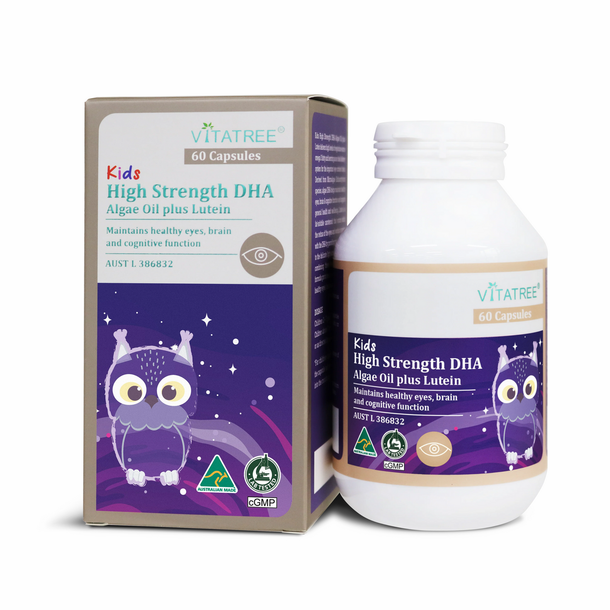 Vitatree Kids High Strength DHA Algae Oil plus Lutein 60 Capsules
