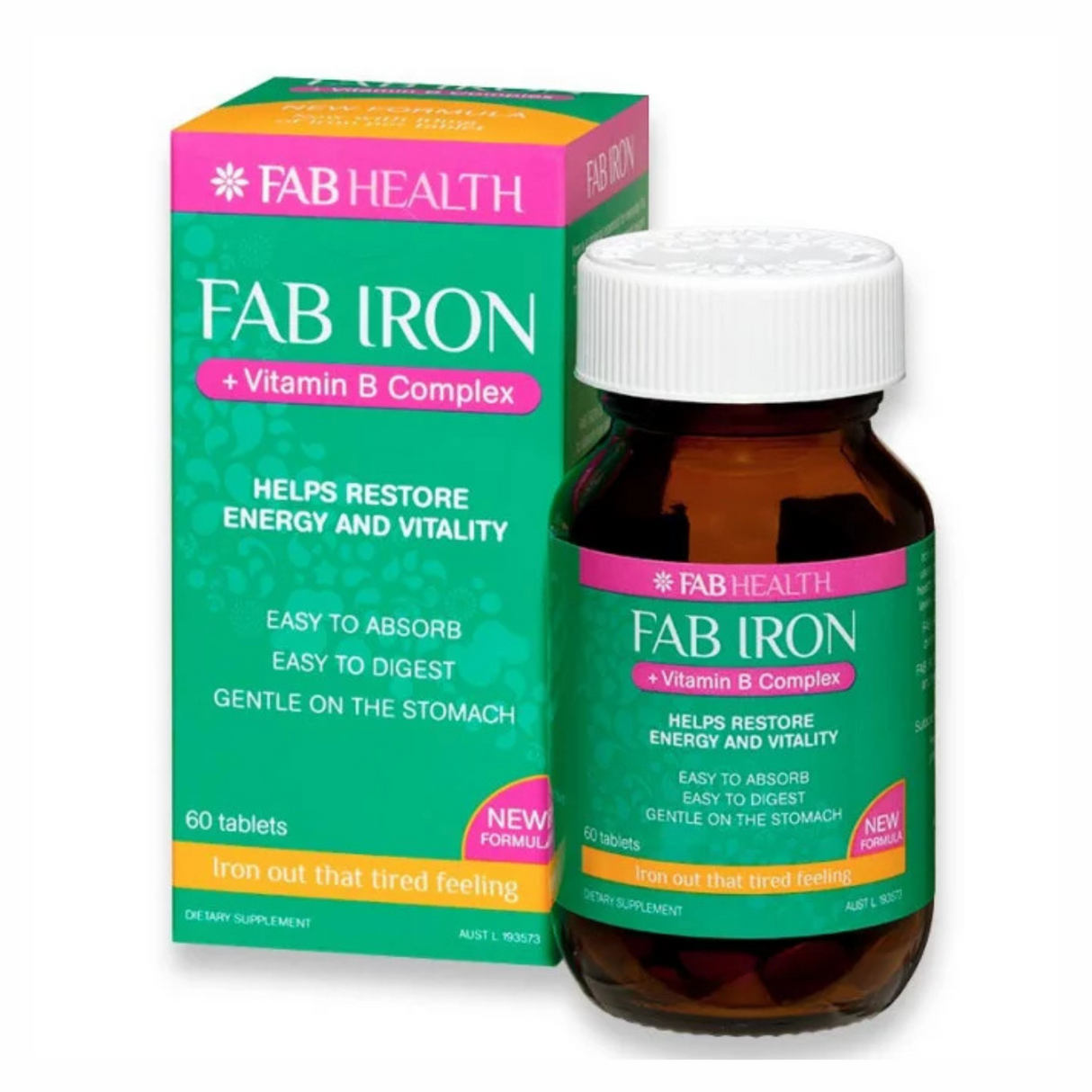 Fab Iron + Vitamin B Complex 60 Tablets (EXP: 30/12/2025)