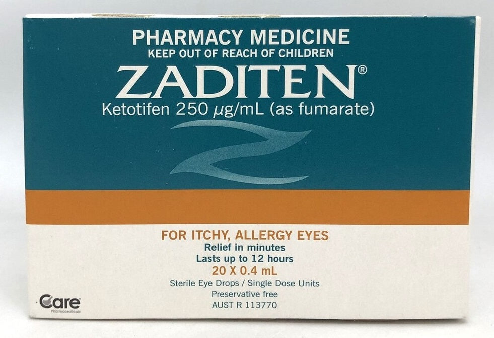 Zaditen 0.025% Eye Drops Unit Dose 0.4ml 20 Single Dose Units (S2)