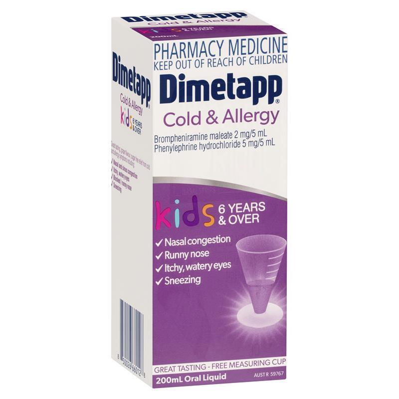 Dimetapp Kids Cold and Allergy 6 years+ 200mL (EXP: 01/04/2026)