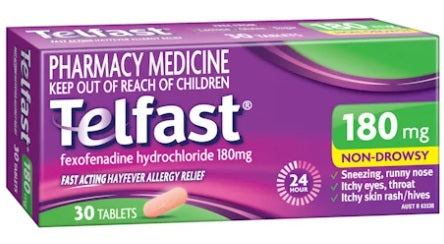 Telfast Hayfever Allergy Relief 180mg 30 Tablets (S2)