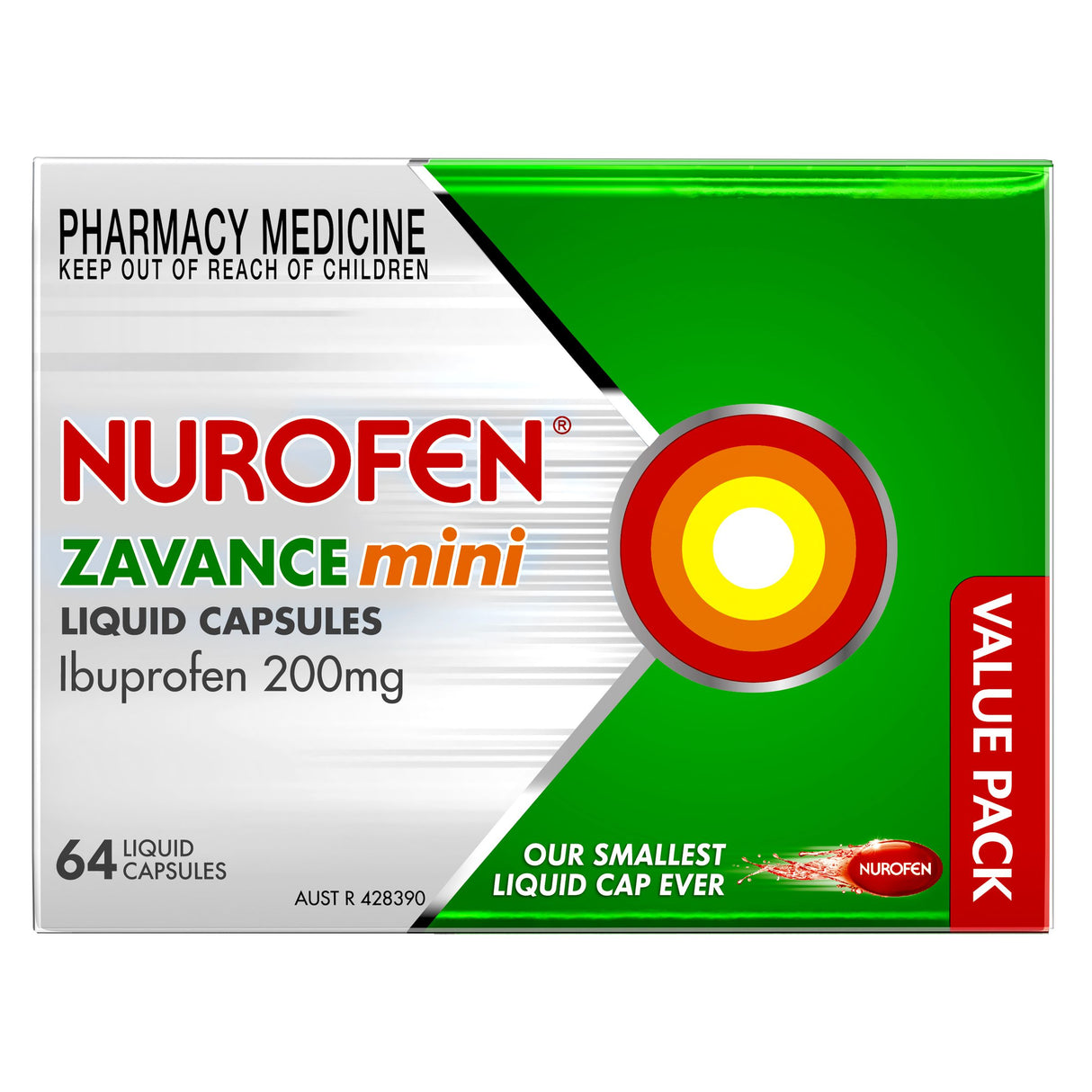 Nurofen Zavance Ibuprofen 200mg 64 Mini Liquid Capsules (S2)