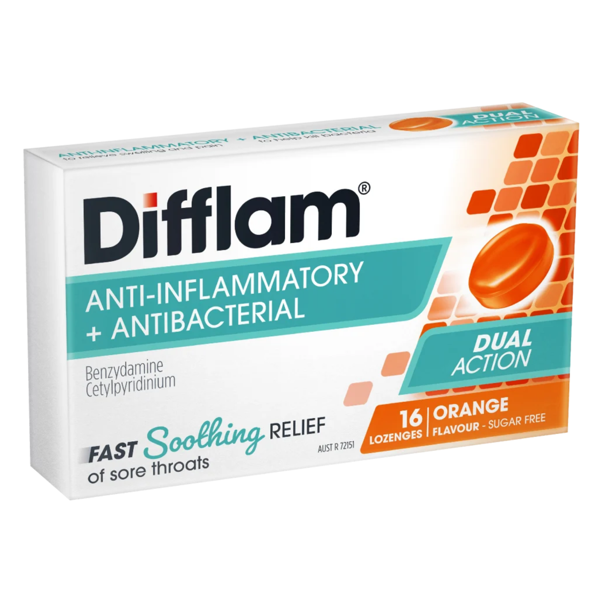 ดิฟแฟลม ยาอมแก้อักเสบ + แอนตี้แบคทีเรีย ส้ม 16 เม็ด