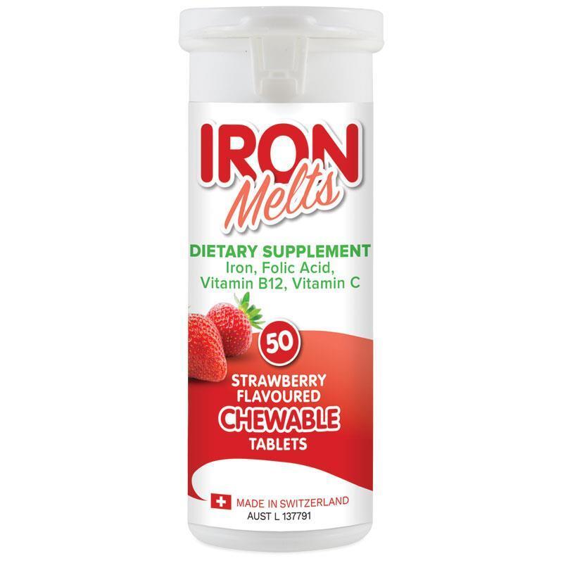 Iron Melts Strawberry Flavoured Chewable 50 Tablets (01/04/2026)