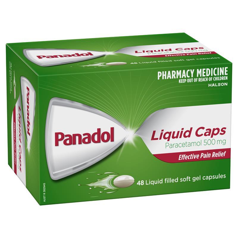 Panadol Liquid Caps (Paracetamol 500mg) 48 Capsules (S2)