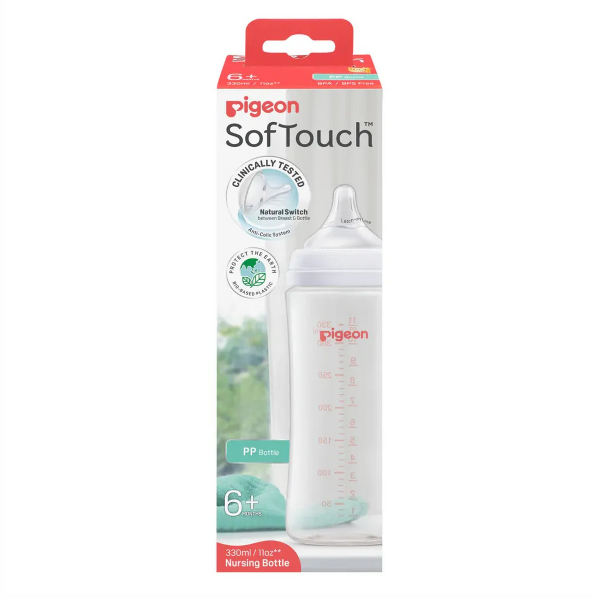 Pigeon SofTouch Wide Neck PP Bottle 6m+ 330mL