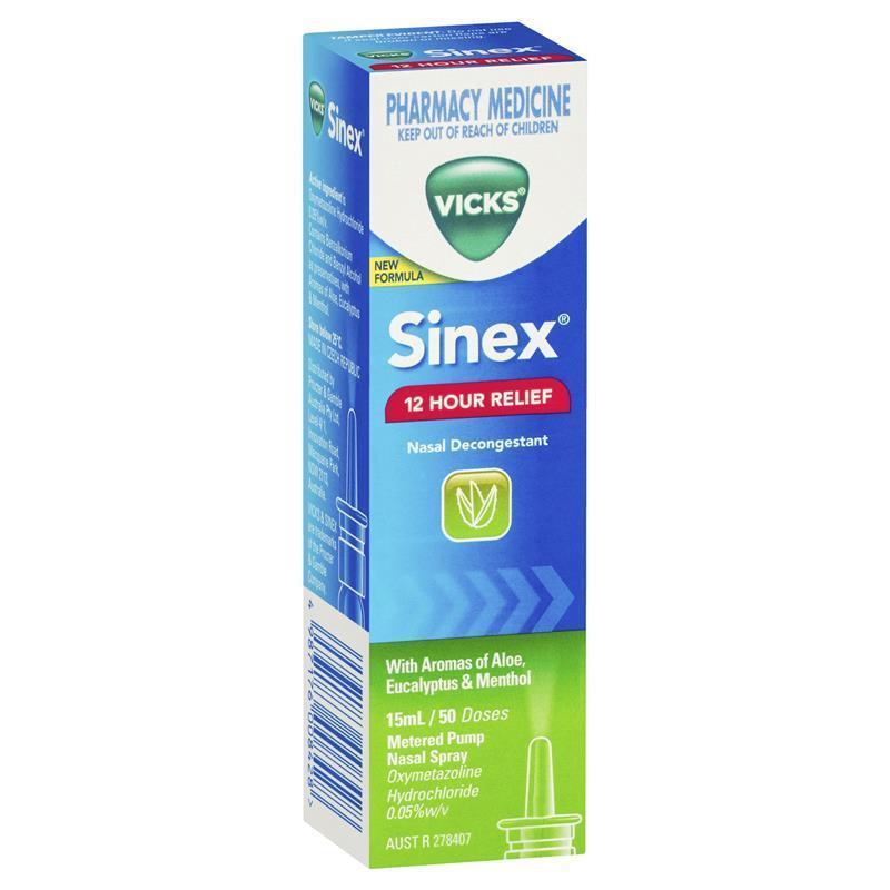 Vicks Sinex Aloe Nasal Decongestant Spray 15ml (EXP: 30/12/2025)