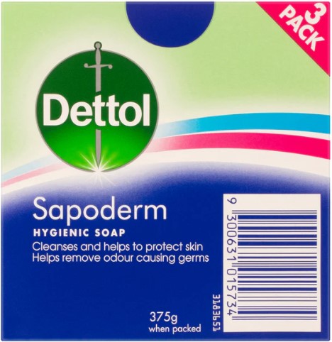 Dettol サポダーム 衛生石鹸 125g 3 パック (EXP: 01/06/2026)