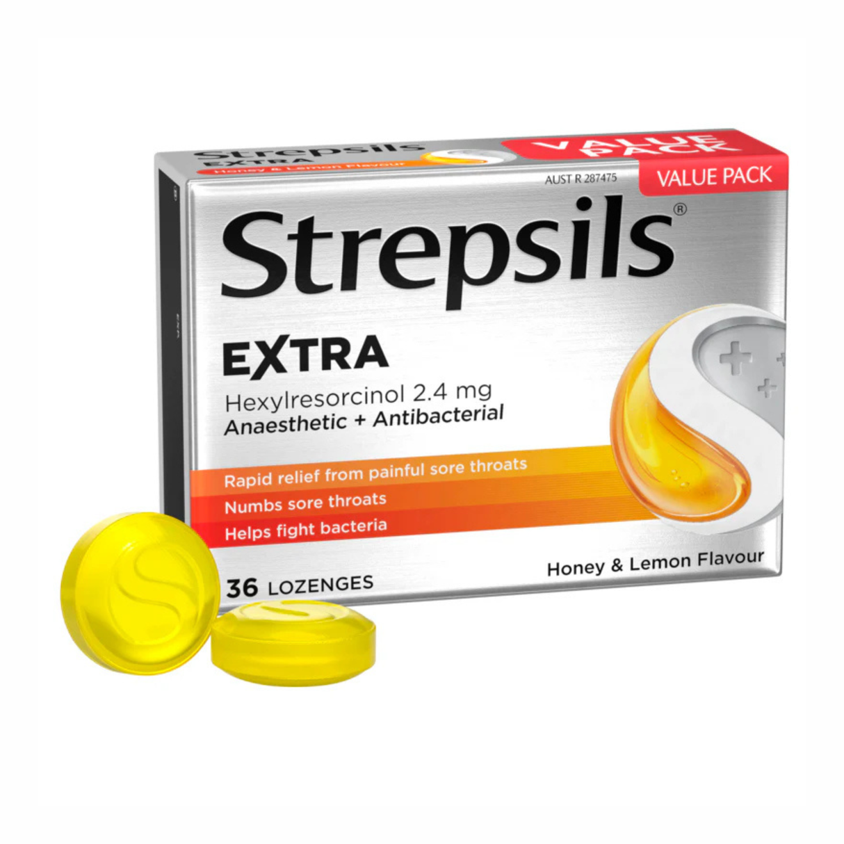 Strepsils Extra Honey & Lemon 36 Lozenges (EXP: 01/04/2026)