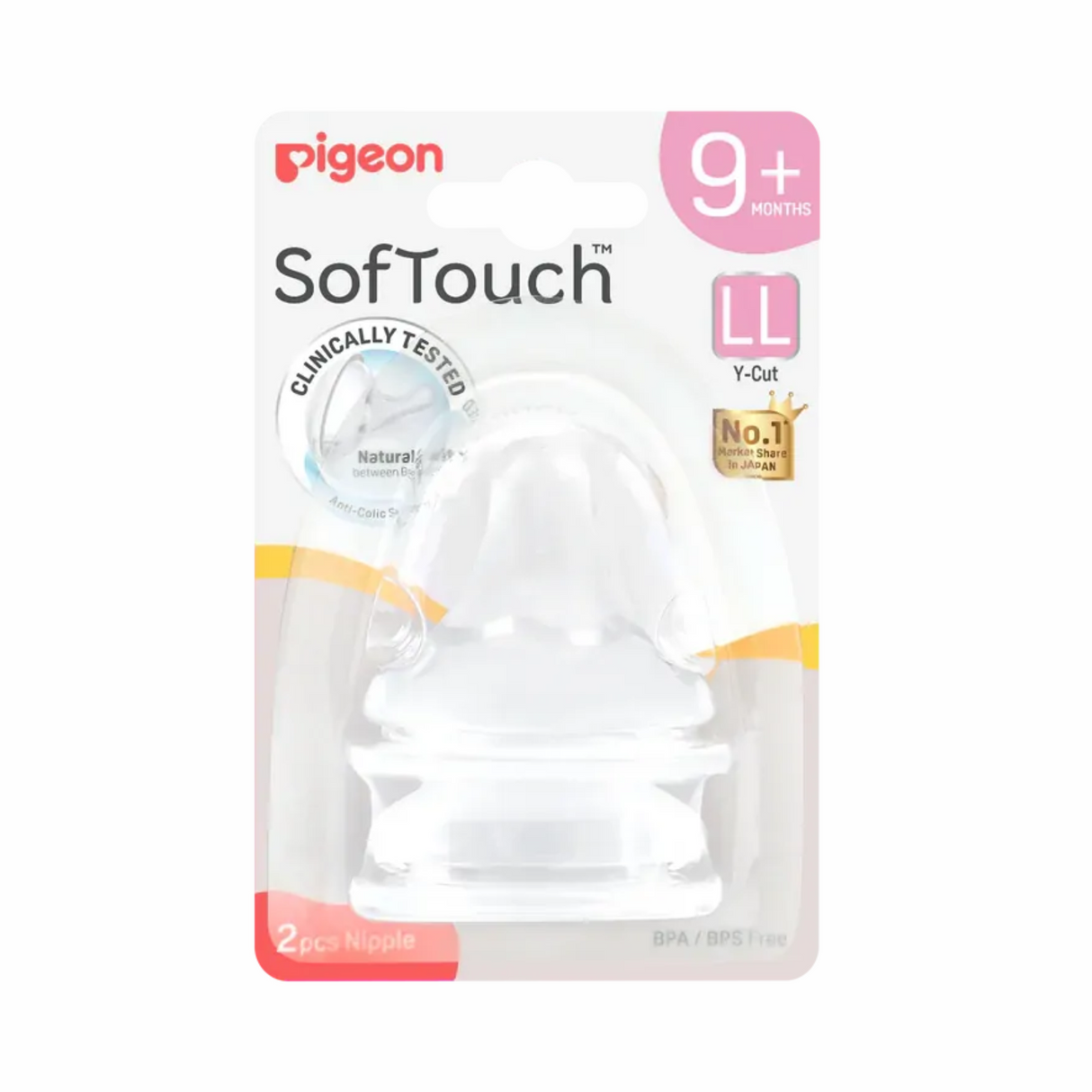 Pigeon SofTouch Peristaltic Plus Teat LL Y-Cut Flow 9m+ 2 pcs