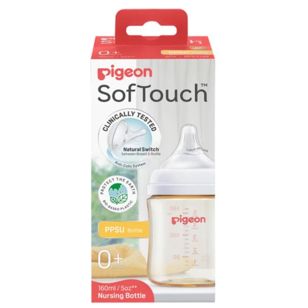 Pigeon SofTouch Wide Neck PPSU Bottle 0m+ 160mL