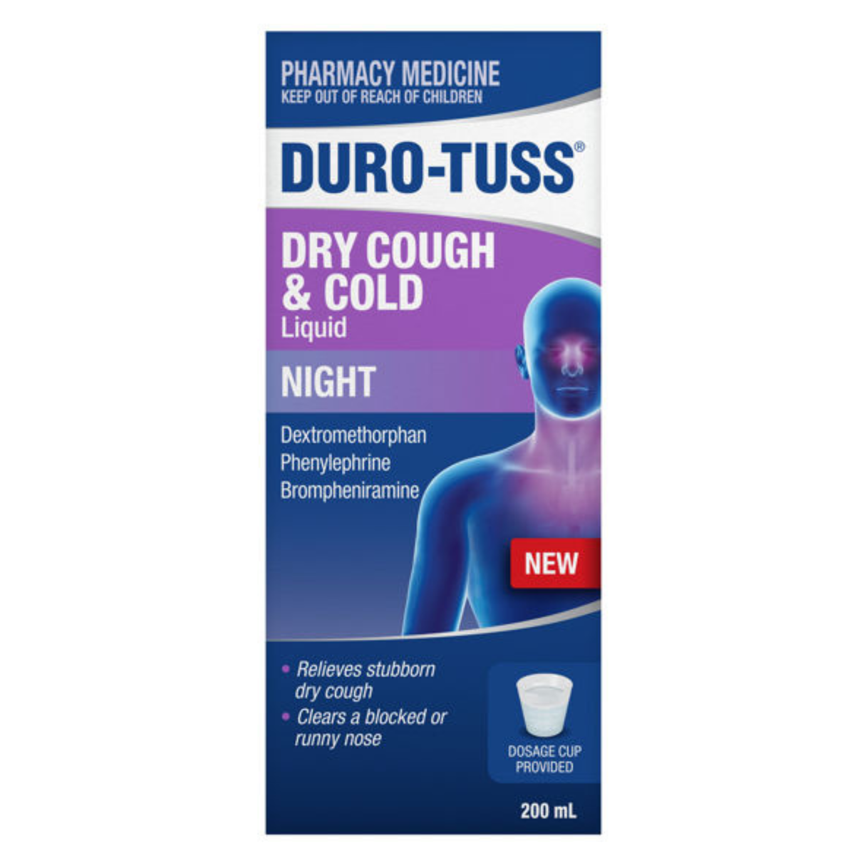Duro-TussDry Cough & Cold Liquid Night 200mL (S2)