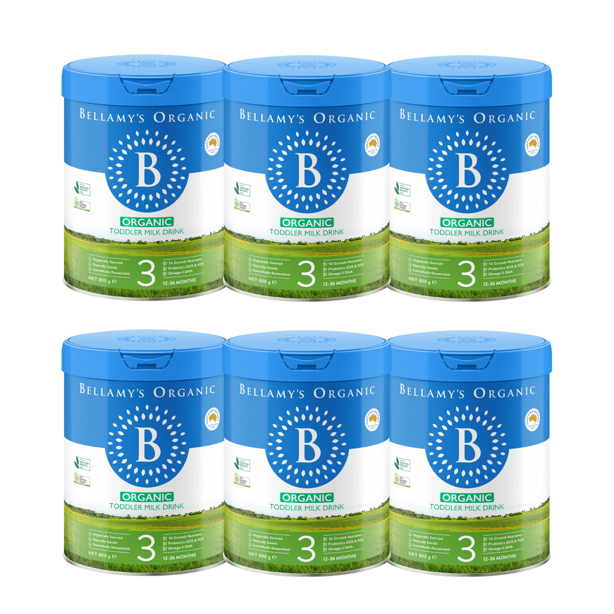 Bellamy's Organic Step 3 Toddler Milk Drink 12+ Months 800g X 6 BUNDLE