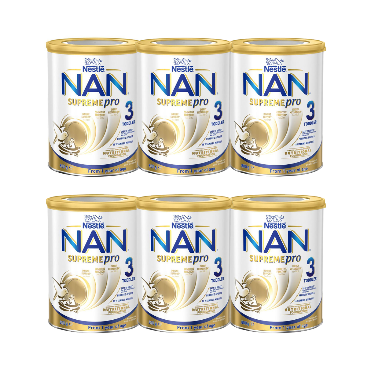 Nestle NAN SupremePro Toddler Milk Drink Stage 3 800g X 6 BUNDLE