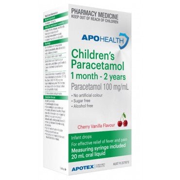 APOHealth Childrens Paracetamol 1 Month - 2 Years 20ml - RPP ONLINE