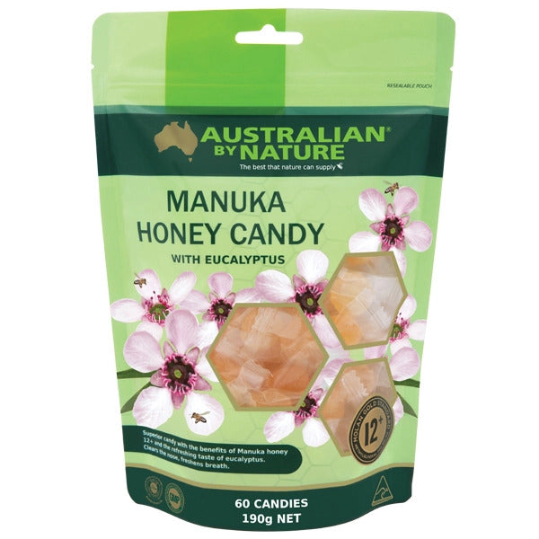 Australian bởi thiên nhiên manuka kẹo mật ong với bạch đàn 60 kẹo