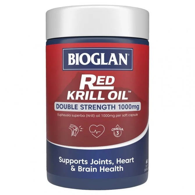 Bioglan Red Krill Oil ความแข็งแรงสองเท่า 1,000 มก. 60 แคปซูล