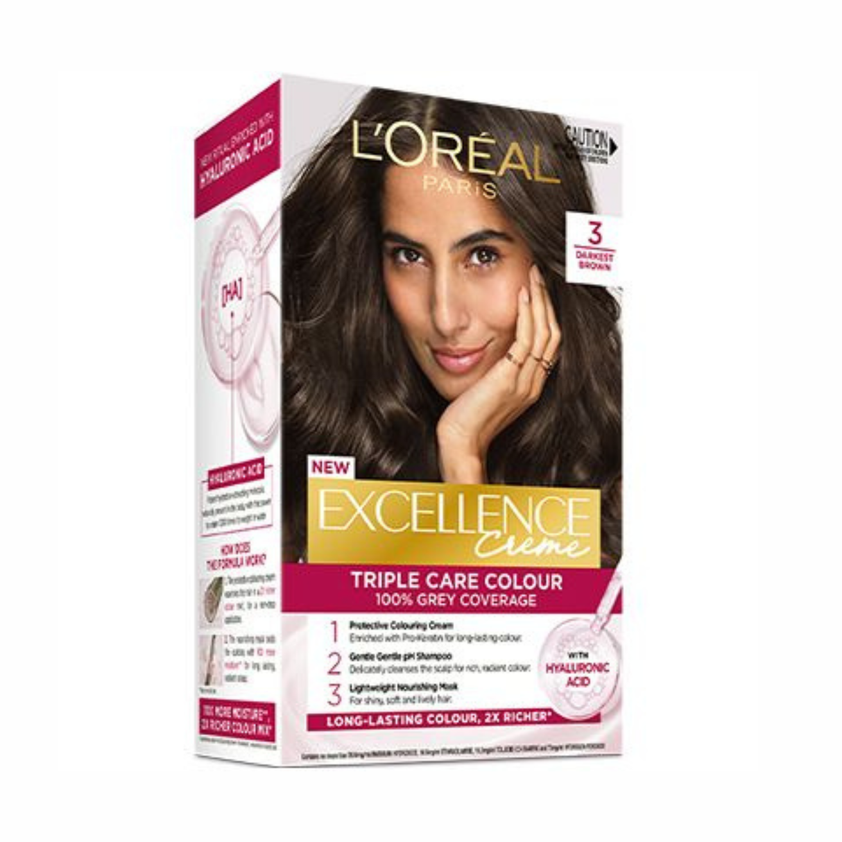 L'Oreal Paris Excellence Creme Hair Colour 3 Darkest Brown