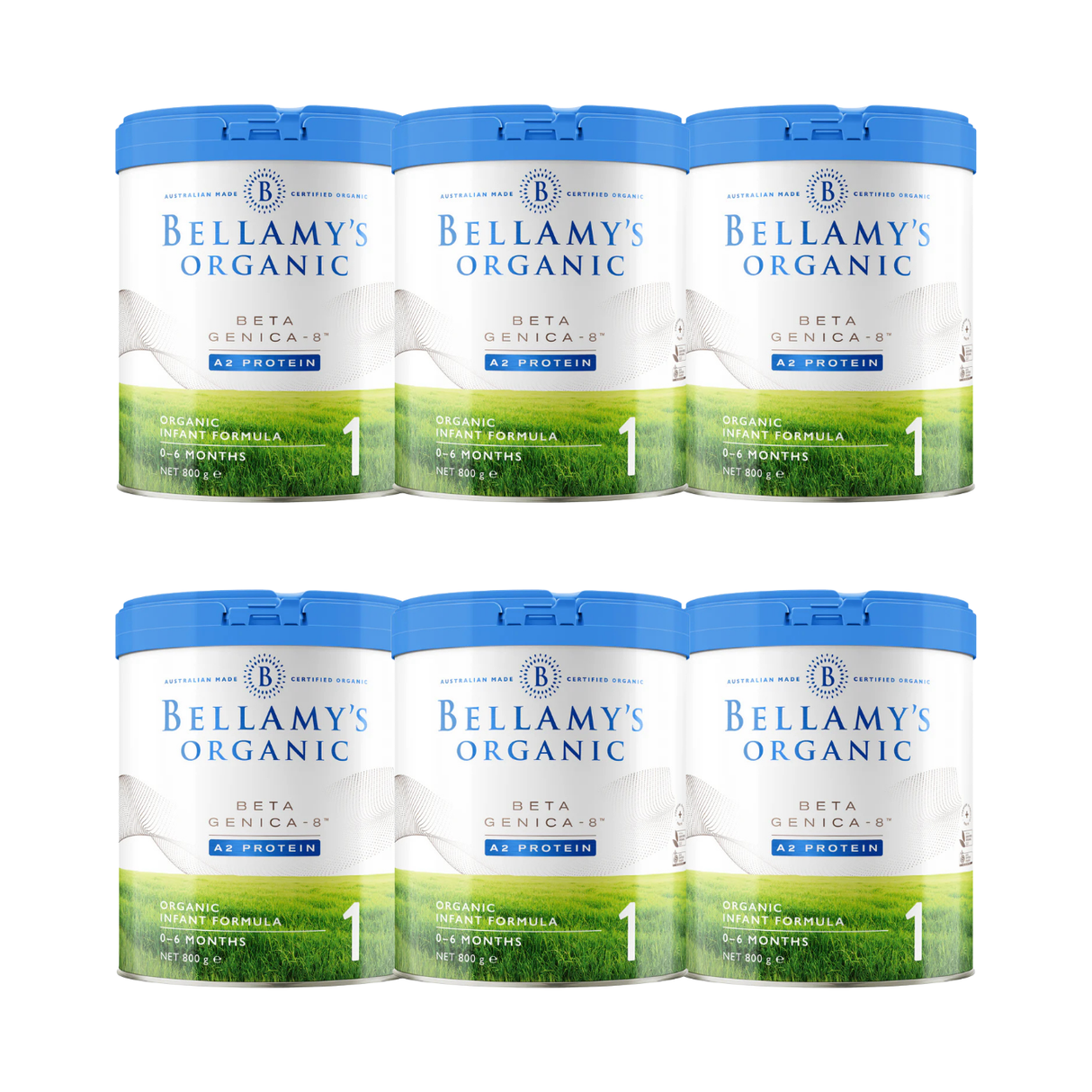 Bellamy's Organic Beta Genica-8 A2 Protein Step 1 Infant Formula 800g X 6 BUNDLE