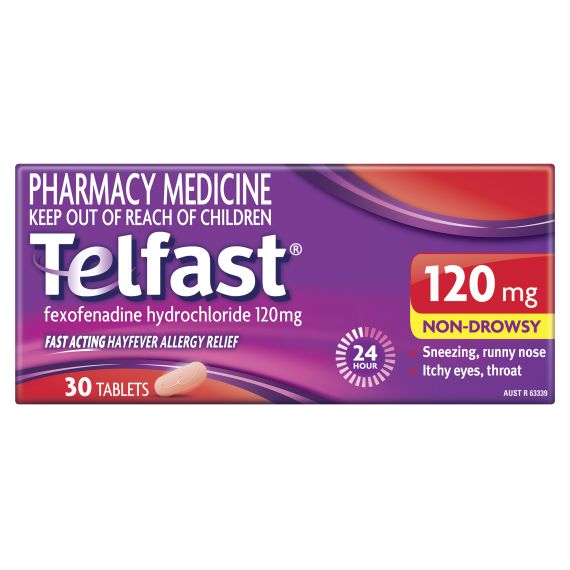 Telfast Hayfever Allergy Relief 120mg 30 Tablets (S2)