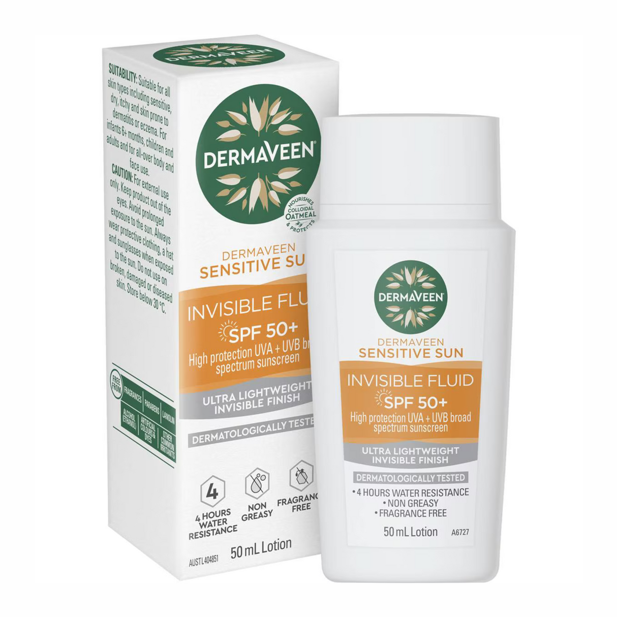 Kem chống nắng DermaVeen Sensitive Sun Invisible Fluid SPF 50+ 50mL (EXP: 01/02/2026)