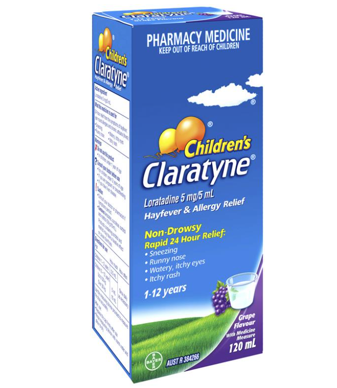 Children's Claratyne Allergy & Hayfever Relief Syrup Grape Flavour 120mL (S2) (EXP: 28/10/2026)