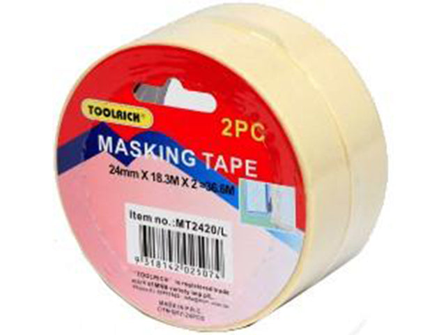 Toolrich Masking Tape 24mm x 18.3m 2 Pack