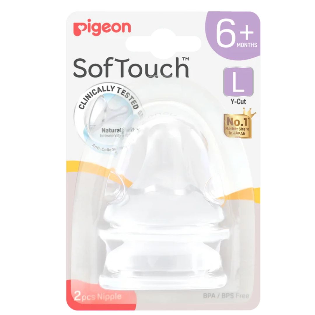 Pigeon SofTouch Peristaltic Plus Teat L Y-Cut Flow 6m+ 2pcs