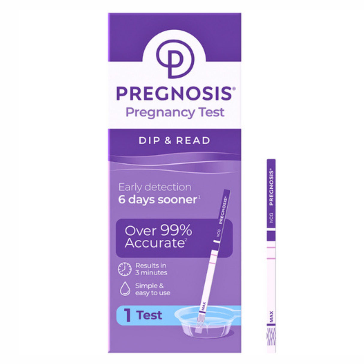 Pregnosis Pregnancy Test Kit Dip and Read 1 Test Pack