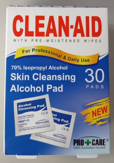 PRO+ケアクリーンエイドスキンクレンジングアルコールパッド30パッド