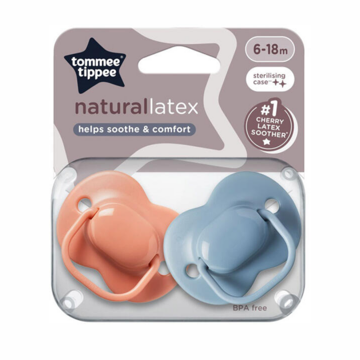 Tommee Tippee Natural Latex Cherry Soothers 6-18m 2パック