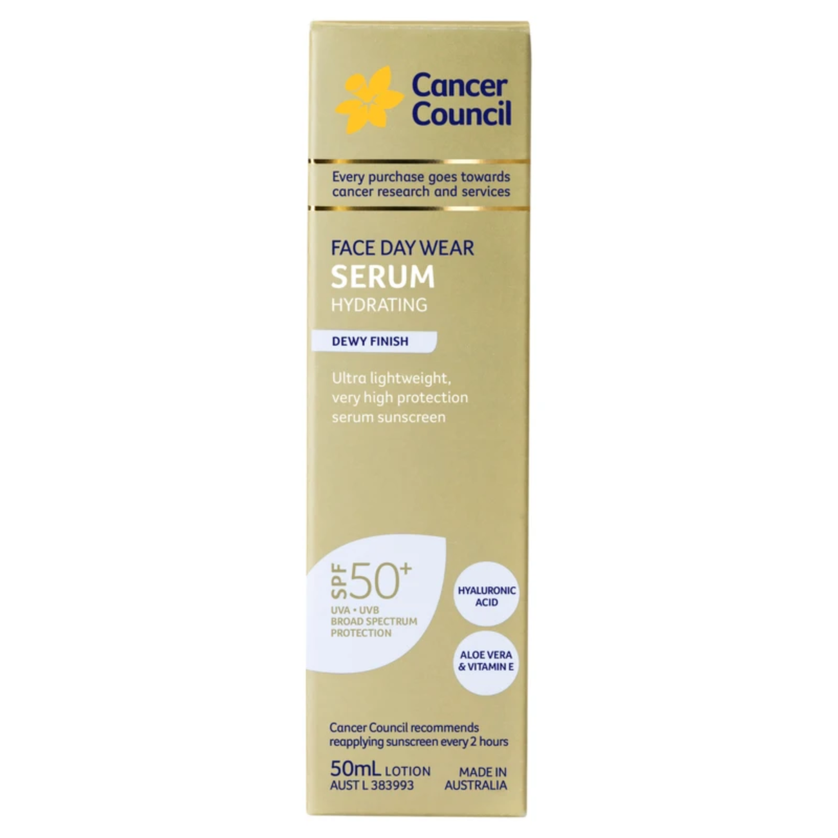 Cancer Council フェイス デイ ウェア ハイドレーティング セラム SPF50+ 50mL (EXP: 01/09/2026)