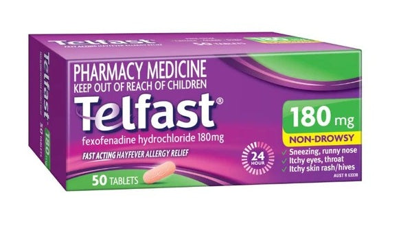 Telfast Hayfever Allergy Relief 180mg 50 Tablets (S2)