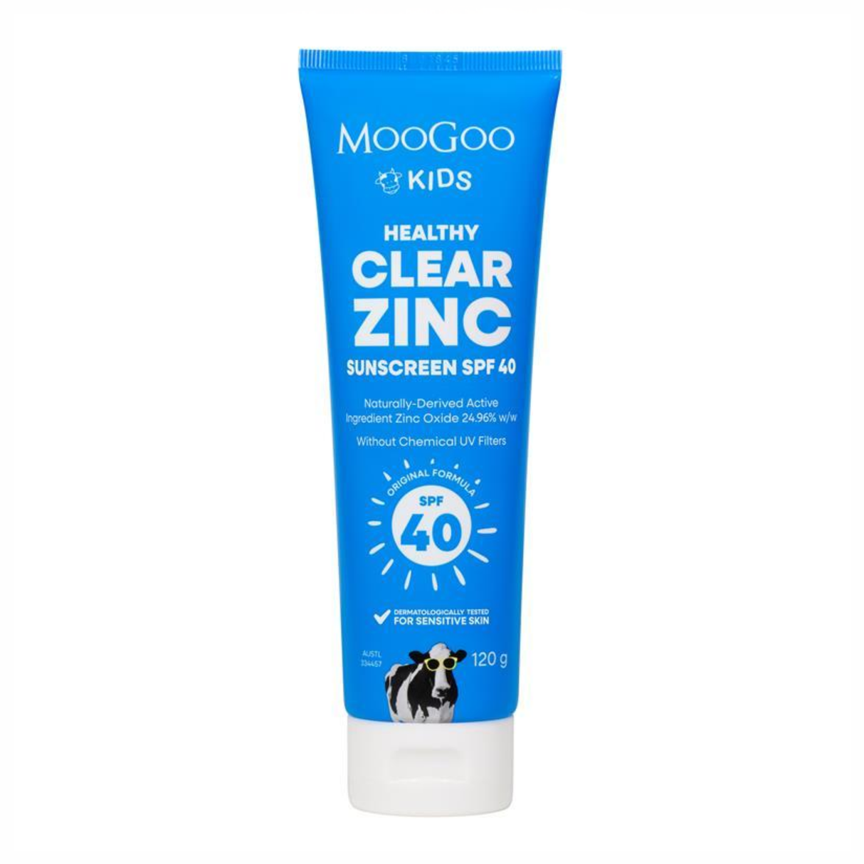 MooGoo キッズ クリア亜鉛日焼け止め SPF 40 120g