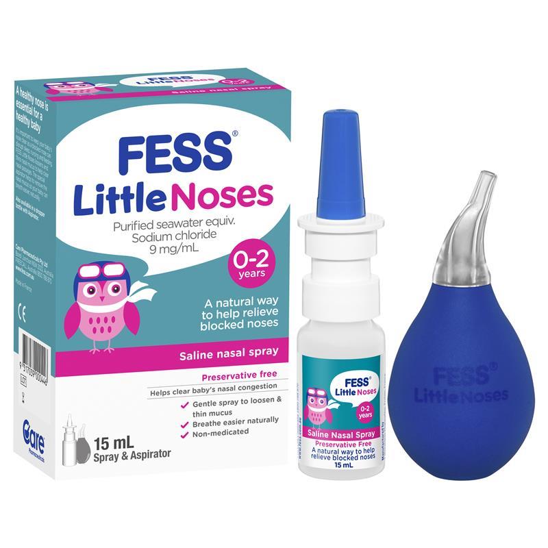 Fess Little Noses Saline Nasal Spray (Spray and Aspirator) 0-2 Years 15mL