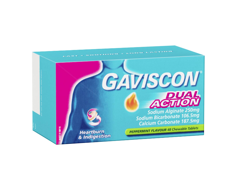 Gaviscon hành động kép Peppermint 48 Đèn nhai